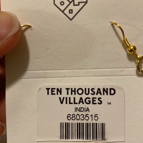 Fairtrade Turquoise Earrings Beachy Boho Gold Tone Hooks - Picture 3 of 7